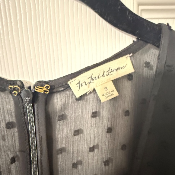 For Love & Lemons Tarta Long Sleeve Mini Dress Noir Dot - Picture 7 of 7